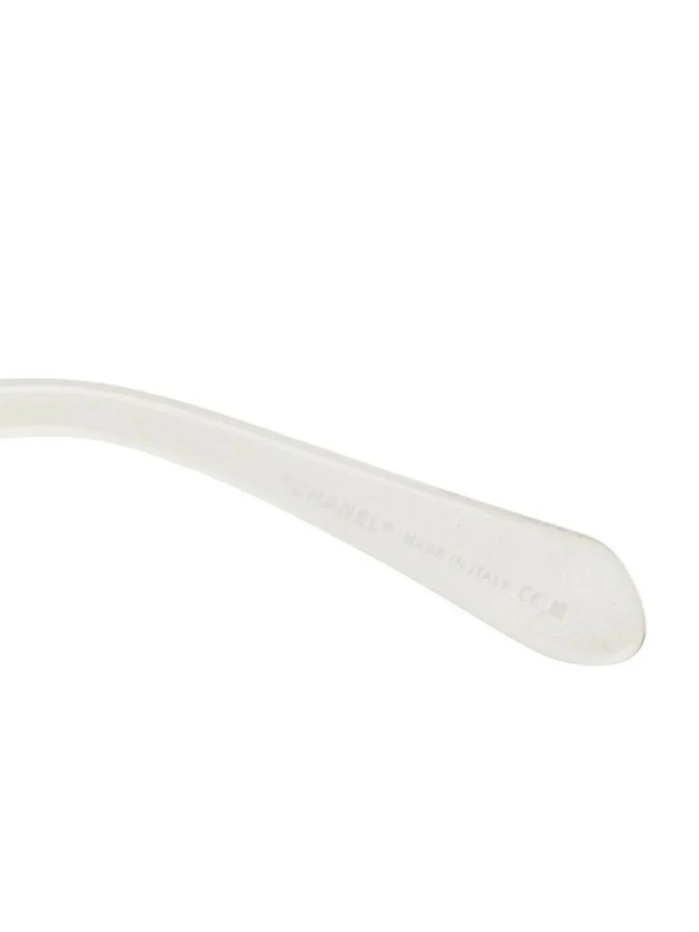 Chanel CC Logo Rimless Sunglasses Eyewear Brown Clear Silver Acetate Metal